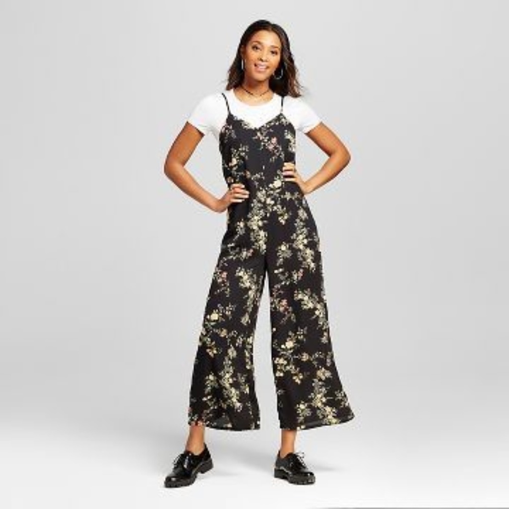 Target | Xhilaration Floral Black Jumpsuit w/ Tee
